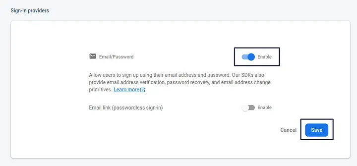 Enable Email Password Only